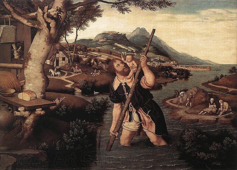 Jan Mostaert Hilly River Landscape with St. Christopher Spain oil painting art